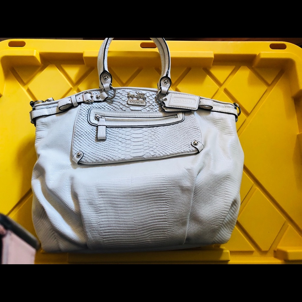 NWT! White Exotic Coach purse w/ dust cover bag